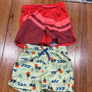 Old Navy Red & Light Green Kids Swim Shorts Set
